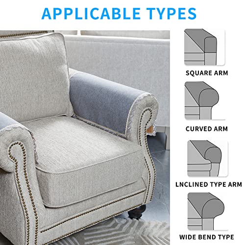 MINJIATEX Couch arm Covers,Non-Slip lace Sofa arm Covers Set of 2 Washable Sofa armrests Covers for Living Room Recliner Chair arm Cover Protectors for Leather Sofa armrest slipcover (MYS-Grey) - color: Mys-grey