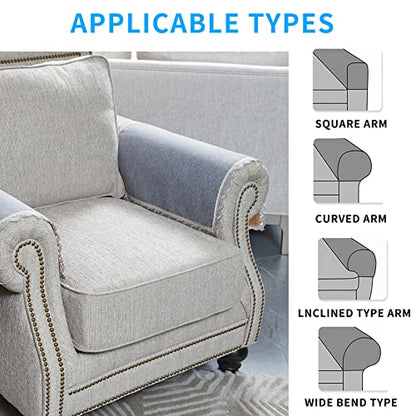 MINJIATEX Couch arm Covers,Non-Slip lace Sofa arm Covers Set of 2 Washable Sofa armrests Covers for Living Room Recliner Chair arm Cover Protectors for Leather Sofa armrest slipcover (MYS-Grey) - color: Mys-grey