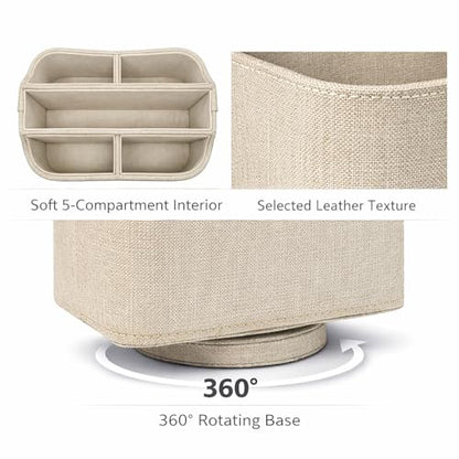UnionBasic Rotating Desk Organizer, 360 Desk Spinning Caddy, Desktop TV Guide/Mail/Media/Remote Controller Holder Organizer, Beige - color: Beige
