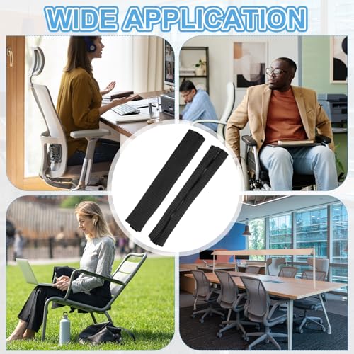 PATIKIL 22x4.3 in Office Chair Armrest Covers, 2 Pair Office Chair Arm Covers Long Computer Chairs Arm Rest Cover with Zipper Removable Rest Slipcover Hand Rest Protector, Black - color: Black, size: 22"