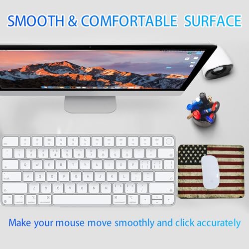USA National Flag Gaming Mouse Pad, Large Mouse Pad for Desk Mat XL Mousepad, Stitched Edges Non-Slip Rubber Base Mouse Pads for Computers Laptop (USA Flag-Small-White) - color: USA Flag-Small-White
