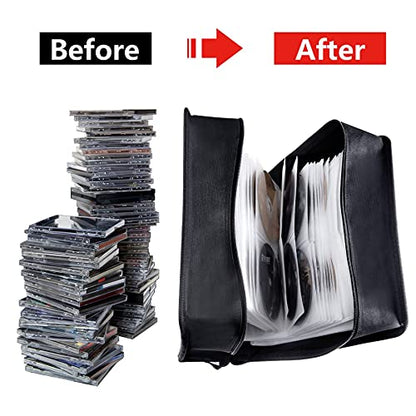 Siveit CD/DVD Binder, CD DVD Case Holder Binder 400 Capacity CD/DVD Wallet Storage Booklet Album Box (White binder, Blue) - color: Blue, size: White binder
