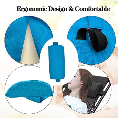 Ostlttyn Zero Gravity Chair Replacement Pillow Headrest with Elastic Band, Universal Soft Removable Padded Cushion Head Pillow, Light Blue, 14.3L' x 6.3W' x 2.3H' - color: Light Blue, size: 1 Pack