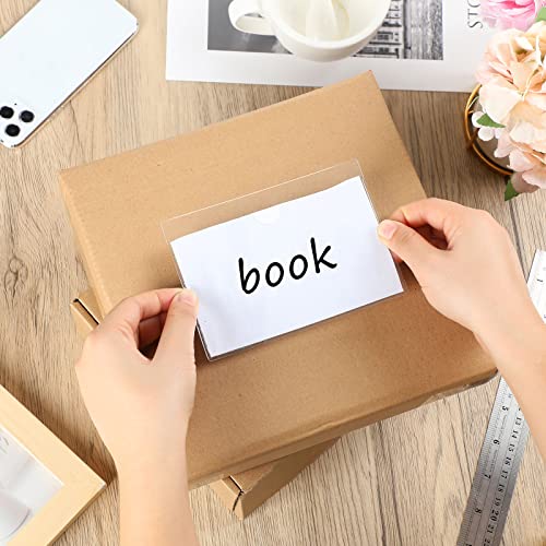 Chinco 30 Pcs Self Adhesive Pockets, Bin Labels for Storage Bins, Clear Pocket Label Sleeves, Plastic Index Card Holder with Top Open for Organizing Bins Box Drawer(3 x 5 Inches) - size: 3 x 5 Inches