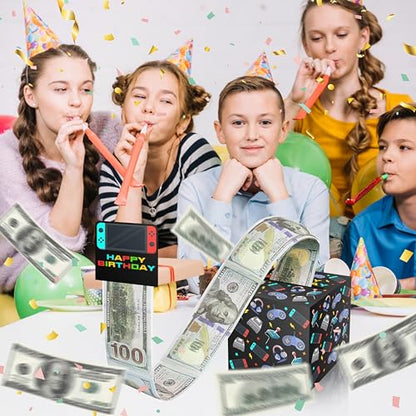 ISOVF Money Box for Cash Gift Birthday, Money Pull Box for Cash Gift DIY Set, Surprise Video Game Money Box Gifts for Gamer Lover, Gaming Birthday Party Decor-A02