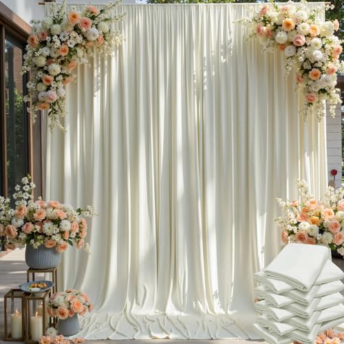 50×12ft Wrinkle Free Ivory Backdrop Curtain for Wedding Parties, 10 Panels 5×12ft Long Soft Silky Polyester Backdrop Drapes Cream Photo Back Drop Curtains for Party Photography Background Cloth - color: Ivory, size: 12ft Long_10 Panels