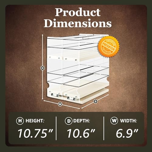 Vertical Spice - Large Pullout Sliding Spice Rack Organizer - 2 Individual 2 Tier Drawers - Premium Rolling Seasoning Holder/Caddy for Hidden Pantry Storage - Made in USA (6.9''W x 10.75" H x 10.6''D) - color: 2-3.25" Drawers, 2-Tier Cream Assembled