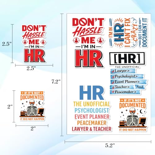 20PCS HR Stickers – Funny Human Resources Office Humor Vinyl Waterproof Stickers for Managers, Recruiters, Laptop, Water Bottle
