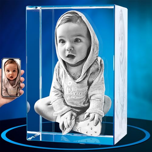 ArtPix 3D Crystal Photo, Personalized Gifts for Women, Wife, Mom, Her, Him, Men, Great Customized Gift With Your Own Photo - Anniversary, Wedding, Birthday - Custom Glass 3D Laser Etched Picture Frame - size: Small, style: Portrait