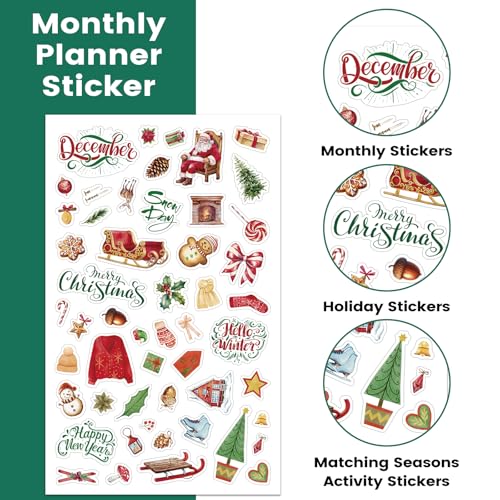 Planner Stickers - Calendar Stickers for Celebration and Decoration, 12 Monthly Festival Theme Sticker for Adults Planner, for Festival Events, Daily Tasks(14 Sheets, 1500+ Sticker Per Pack)