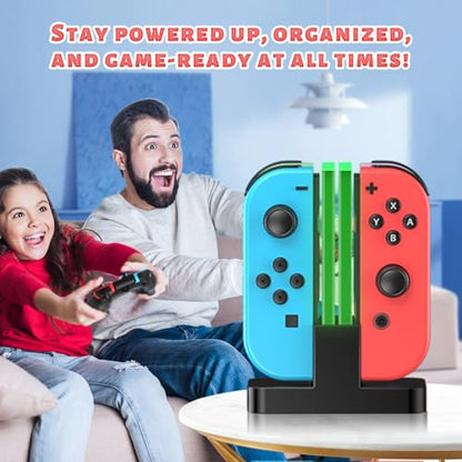 FastSnail Charging Dock Compatible with Nintendo Switch for Joy Con & OLED Model Controller with Lamppost LED Indication, Charger Stand Station with Charging Cable - color: Black, size: 6.2/7.0 inch