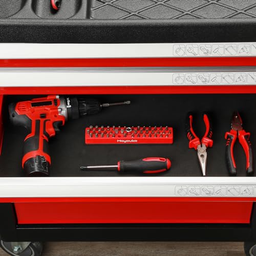 Mayouko 1/4" Magnetic Hex Bit Holder Rack Organizer, 43 Holes, 1/4-Inch Drill Bit Holder, Red, 2 Racks, Magnetic Bit Holder with Magnet Base for Screwdriver Bits - color: Red-2packs
