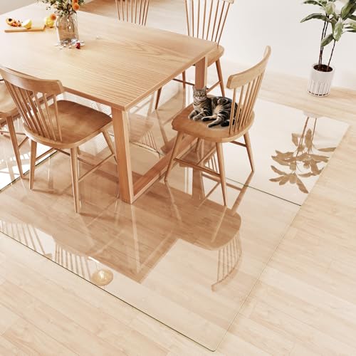 Tempered Glass Chair Mat 72"x48" – Ultra-Clear Office Chair Mat for Hardwood Floors & Low-Pile Carpets – Heavy-Duty 0.2" Scratch-Resistant Surface with Non-Slip Pads – Supports 1,000 lbs - size: 72"x48"