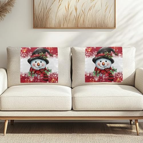 Snowman Recliner Headrest Protector Christmas Home Decor Couch Headrest Covers Wrinkle Resistant Covers for Living Room 2 Pcs - color: Christmas Snowman