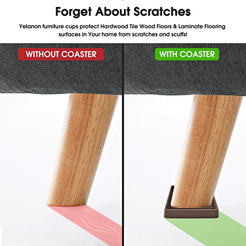 Yelanon Furniture Coasters,4 Pcs 3” Furniture Caster Cups - Non Slip Pads Hardwood Floors - Non Skid Furniture Grippers, Rubber Furniture Feet, Anti Slide Floor Protector for Bed Couch Stoppers - size: 4pcs 3" Square