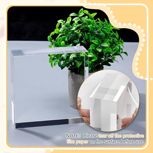 Qunclay 4 Pcs 6 x 6 x 2 Inches Acrylic Square Display Block Clear Polished Acrylic Cubes Jewelry Display Stand for Jewelry Ring Showcase Holder Base Collections - size: 6 x 6 x 2 inches