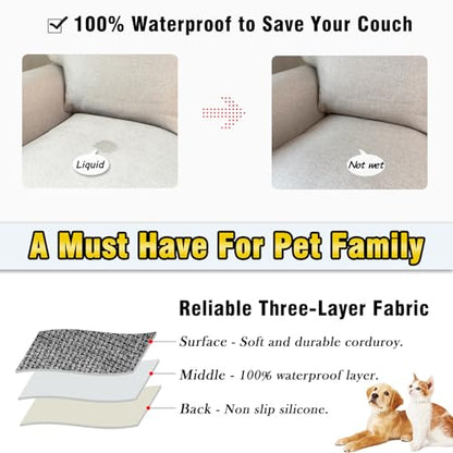 Couch Arm Covers, Sofa Arm Covers, Waterproof Armrest Cover for Sofa, Loveseat, Armchair, Anti-Slip Recliner Arm Cover, Headrest Cover, Arm Chair Covers Set of 2 (Cream, 22"×18") - color: Cream, size: 22" x 18" - 2 pcs