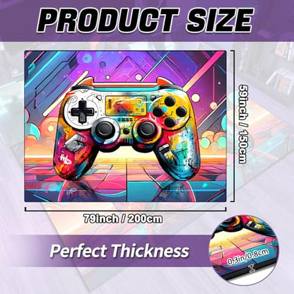 Game Area Rug Teen Boys Carpet, 3D Gaming Rugs Gamepad Controller Mat for Boys Girls Bedroom Playroom, Non-Slip Scrawl Style Gamer Rugs Children Gaming Area Rugs (Scrawl Style 2, 79" x 59") - color: Scrawl Style 2, size: 4'11" x 6'7" (Rectangular)