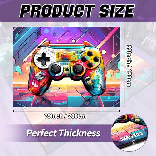 Game Area Rug Teen Boys Carpet, 3D Gaming Rugs Gamepad Controller Mat for Boys Girls Bedroom Playroom, Non-Slip Scrawl Style Gamer Rugs Children Gaming Area Rugs (Scrawl Style 2, 79" x 59") - color: Scrawl Style 2, size: 4'11" x 6'7" (Rectangular)