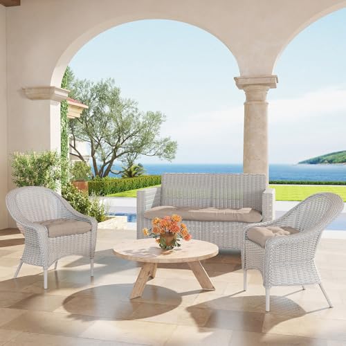 Outdoor Chair Cushions 22x22x4 Inch Set of 2, Seat Pads with Ties, Taupe - color: Taupe, size: 22x22x4"