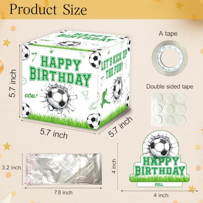 ChillHui Soccer Birthday Money Gift Boxes for Cash, Sports Soccer Birthday Money Pull Box for Boys Girls - color: White Soccer
