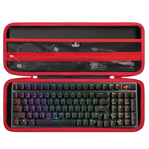 Tourmate Hard Storage Case for ASUS ROG Strix Scope II 96 Wireless Gaming Keyboard - Travel Case for RK ROYALKLUDGE RK98/RK96/N80/RK61,Aula F87/HERO 68/ S98 Pro(Only Box) (Black & Red) - color: Black & Red