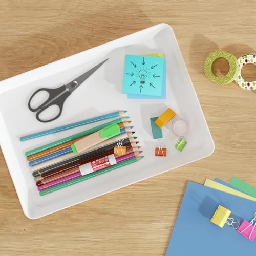 Lifewit 4 Pcs Large Serving Tray for Party, 15" x 10" Reusable Plastic Food Serving Platter for Dessert, Fruit, Cookies, Appetizers & Charcuterie, BPA-Free White Catering Trays for Buffets Display - size: Large (15" x 10")
