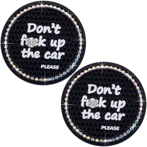 2PCS Bling Crystal Rhinestone Cup Holder Coaster – 2.75 Inch Anti-Slip Auto Insert Cup Coaster – Sparkling Interior Decor Accessories for Cars & Vehicles (Black & Colorful) - color: Alphabet Black & Colorful, size: 2 pcs