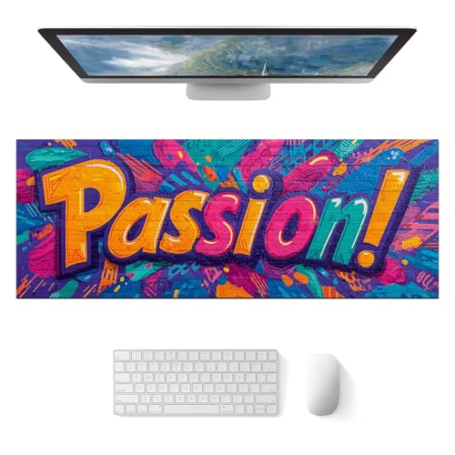 HOMETITUTE XL Mouse Pad Gaming Mousepad 31.5x11.8 Inch Vibrant Passion! Graffiti Art Non-Slip Keyboard Desktop Protector Mat Diatomite Large Mouse Pad for Home and Office Desk Accessories - color: Vibrant "Passion!" Graffiti Art