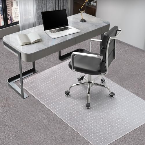 Vicwe Office Chair Mat for Carpeted Floors, 55"X36" Rectangle Desk Chair Mats with Studs for Low and No Pile Carpeted Floors, Easy Glide Computer Desk Chair Mat for Home & Offices - color: Transparent, size: 55" x 36" (for low-pile carpet)