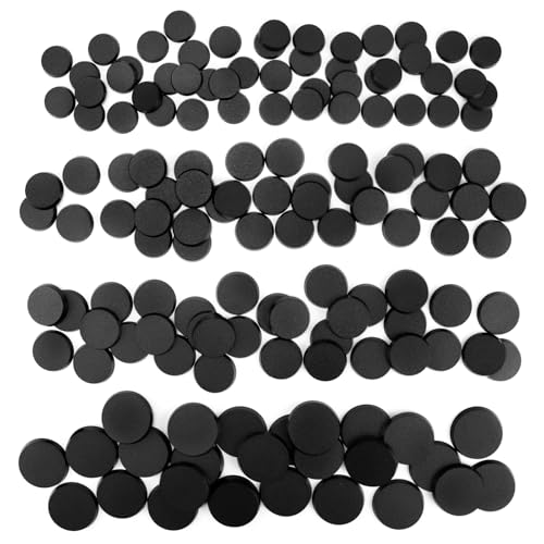 100PCS 25mm 28.5mm 32mm 40mm Mix Black Round Miniature Bases, Model Base for Gaming Miniatures or Wargames Table Top Games - color: 4 Sizes Mix-100pcs-black