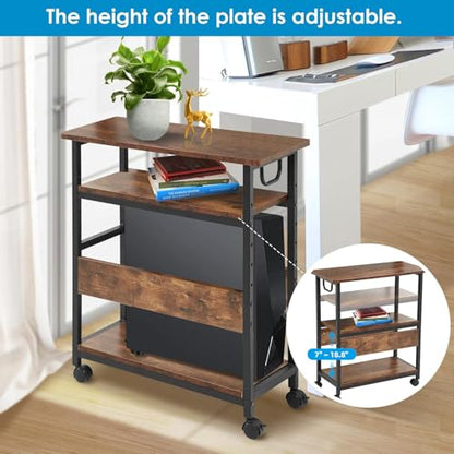 TooCust Computer Tower Stand, Computer & Machine Carts, Computers Towers Floor Stand, PC Towers Shelf, 3-Tier PC Tower Floor Stand with Side Shelf, Mobile Rolling CPU Holder Cart for Home Office - style: Small(for mini and mid tower)