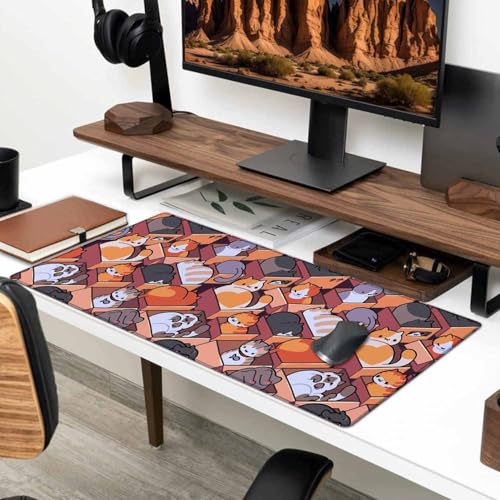 Gaming Mouse Pad, XXL Extended Computer Keyboard Long Mouse Mat, Large Desk Pad for Office Laptop, Non-Slip Rubber Base with Stitched Edge Mousepad, 31.5X11.8 inch Cute Cartoon Cat - color: Cute Cartoon Cat, size: 31.5L x 11.8W inches