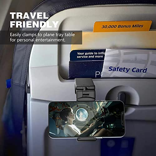 Perilogics Airplane Phone Holder Mount Universal in Flight Hands Free Viewing with Multi-Directional Dual 360 Degree Rotation (Black/Lavender) - color: Black / Lavender