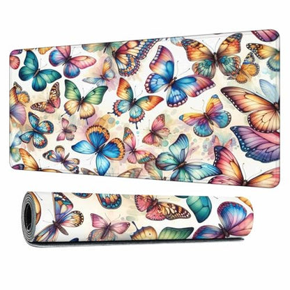 Colorful Butterfly Desk Mat Large Mouse Pad Blue Pink Purple Full Extended Gaming Computer Keyboard Mousepad for Home,Office 35.4"X15.7" - color: colorful Butterfly