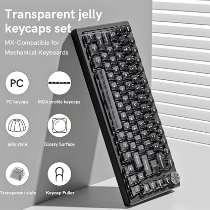 dagaladoo Clear keycaps,Transparent Keyboard keycaps,Jelly Key caps Set,Shine Through keycap,MDA Profile Keyboard caps for Mx Switches Mechanical Keyboard(Black Grey,115-keys) - color: Black Grey