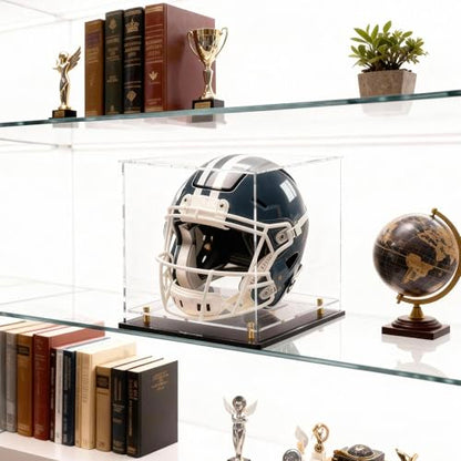 Acrylic Display Case for Collectibles, Dustproof Acrylic Box with Clear Display Elevation & Gold Risers, Large Display Case for Figures Toys Memorabilia, 13" L x 13" W x 13" H - size: 13"L x 13"W x 13"H