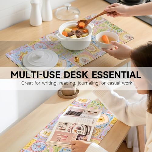 AUPET PU Leather Desk Pad Protector Blotter, Animal 35 x 17in Large Mouse Pad,Cute Office Desk Mat,Waterproof Non-Slip Desk Writing Drawing Pad for Office Home Game (Coffee Dogs) - color: Cat Queen