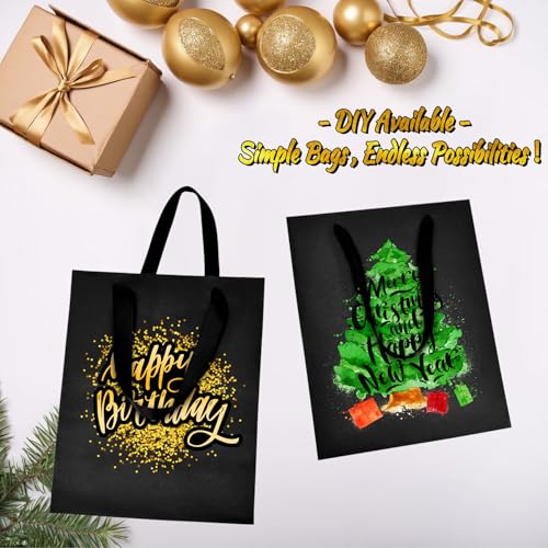 GEGIBOA Black Gift Bags With Handles, 8x5x10 Inch Sturdy Kraft Paper Gift Bags, Bulk for Wedding, Party, Birthday, Business and Shopping, Medium Size (1 Count (Pack of 30)) - size: Black-M-30-pcs
