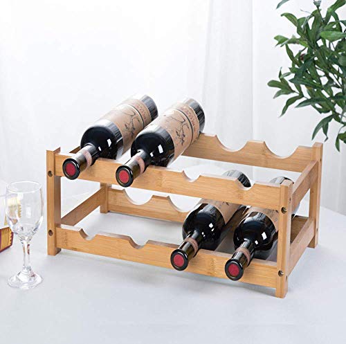 Bamboo Wine Rack - 2-Tier Countertop Display Shelf for 8 Bottles - size: 2-Tiers 8-Bottles
