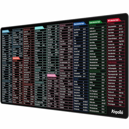 Large Excel Shortcut Mouse Pad, Extended Office Mousepad with Stitched Edges, Non-Slip Base Keyboard Mat for Desk, Gaming Mouse Pads for Office and Home, 35.4x15.7inches, Back to School - color: Multi