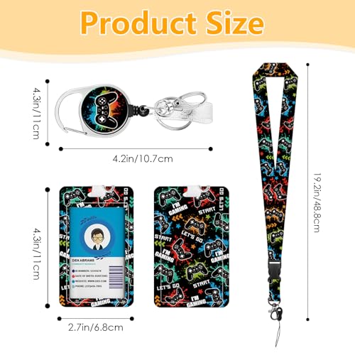 Game Console for ID Badge Holder, Game Console ID Badge Holder with Heavy-Duty Retractable Reel Clip, Gift for Teacher Nurse Adult - color: Game-black