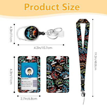 Game Console for ID Badge Holder, Game Console ID Badge Holder with Heavy-Duty Retractable Reel Clip, Gift for Teacher Nurse Adult - color: Game-black