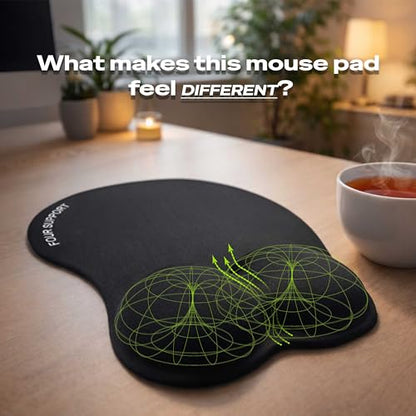 Ergonomic Gel Mouse Pad with Wrist Rest for Pressure-Relief – Orthopedic Style Wrist Support, Physiotherapist Recommended 10.1L x 8.5W inches
