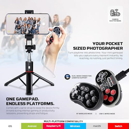FANTECH Mini Retro Bluetooth Gamepad: Pocket Wireless Switch Controller, Gray - color: gray
