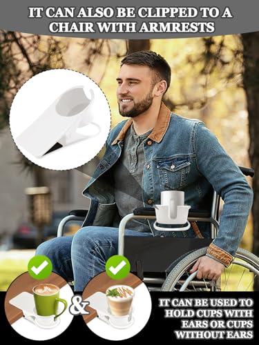 Kalolary 1PCS New Drinking Cup Holder Clip with Groove Table Bottle Cup Stand DIY Glass Cup Clamp Storage Saucer Clip Water Coffee Mug Holder Saucer Clip for Home Desk, White - color: 1PCS White