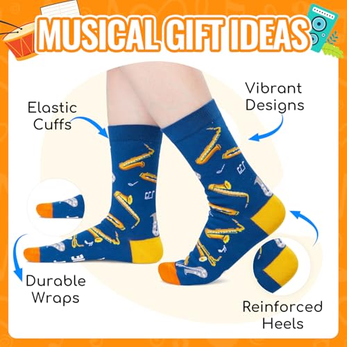 HAPPYPOP Music Gifts for Music Lovers - Guitar Saxophone Violin Socks for Musicians Players - color: Without Saxophone Life Would B