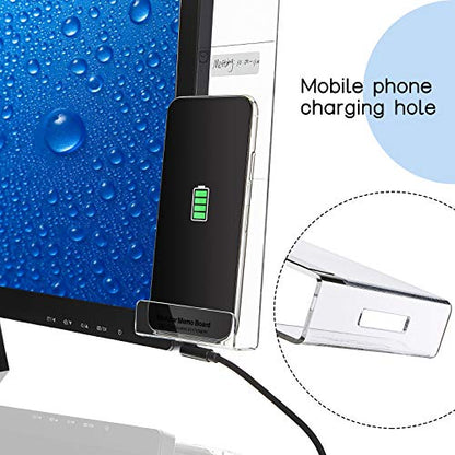 4 Pieces Computer Monitor Message Memo Board Transparent Message Panel Monitor Sticky Memo Note Board Phone Holder for Screen Computer Laptop Cabinets Office, Left and Right