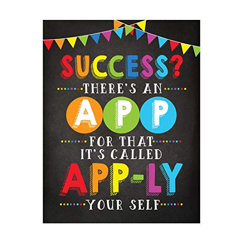 Andaz Press Computer Classroom Teacher Wall Art Decor Poster Signs, 8.5x11-inch, Success? There's an App for That, 1-Pack, Unframed, Inspirational Motivational Quotes Decorations - color: Success