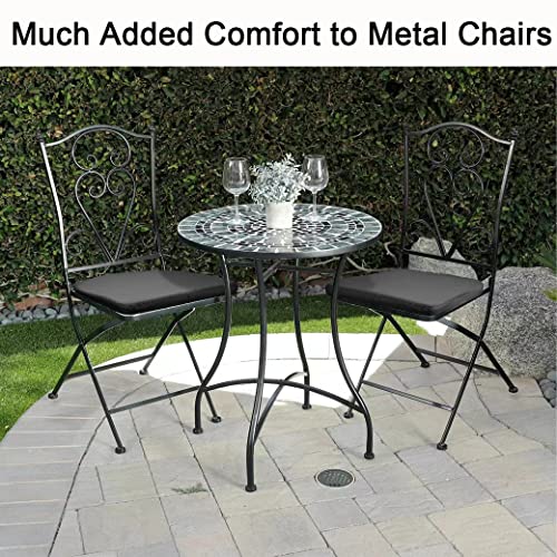 BUYUE 14" Metal Chair Cushions with Magnetic Set of 4, Luxury PU Leather Waterproof Anti-Slip Seat Pads for Kitchen Cafe Dining Bistro Stackable Chairs (U-Shape, Black, 4) - color: Black, style: U-shape-4 Pcs